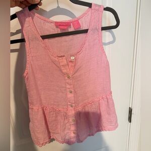 Isaac Mizrahi Pink Linen Blouse
